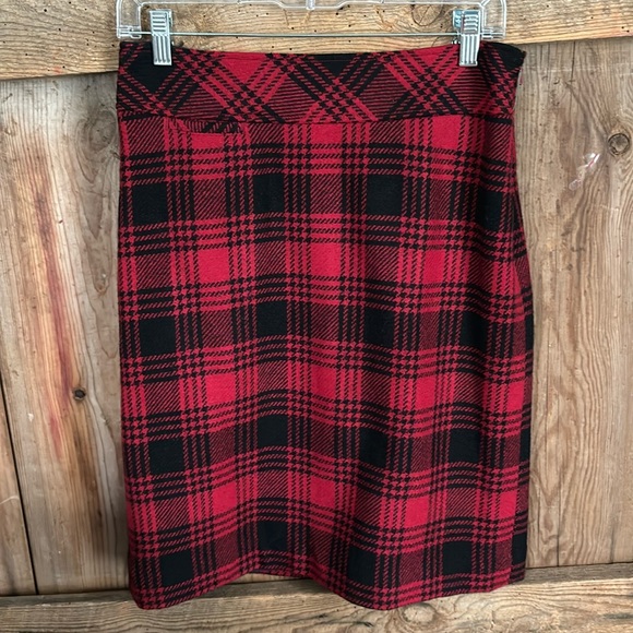 Vintage 90s LL Bean plaid wool mini skirt - Picture 1 of 4